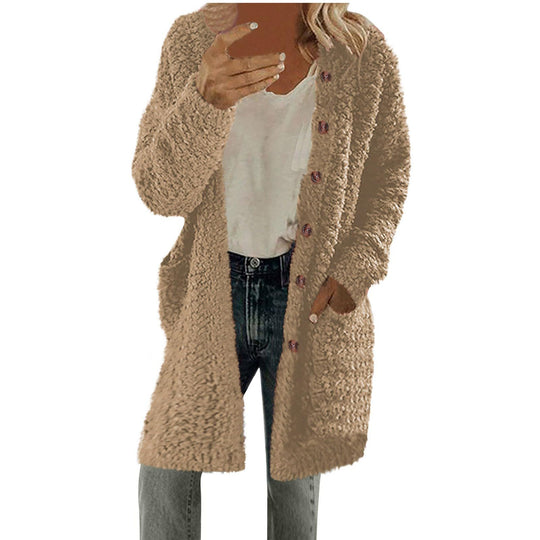 Damen Oversized Fleecejacke mit Knopfdetails und praktischen Taschen R&B