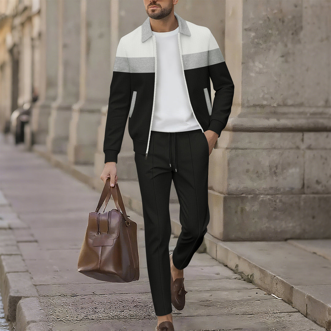 Herren stilvolle Freizeitjacke mit modernem Design und bequemen Jogginghosen R&B