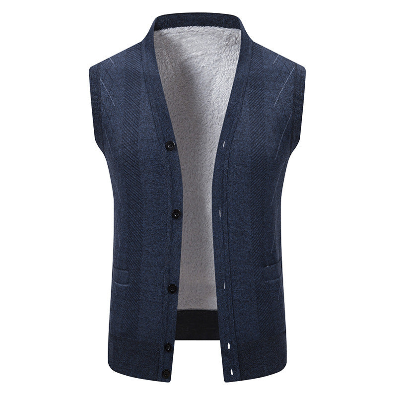 Herren Strickjacke mit klassischem V-Ausschnitt und feinem Zopfmuster R&B