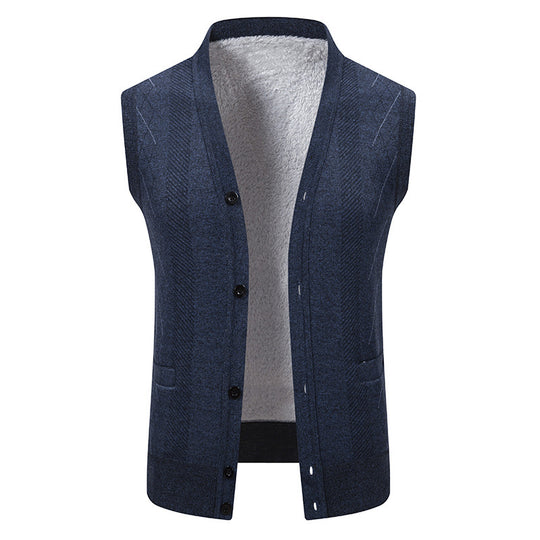 Herren Strickjacke mit klassischem V-Ausschnitt und feinem Zopfmuster R&B