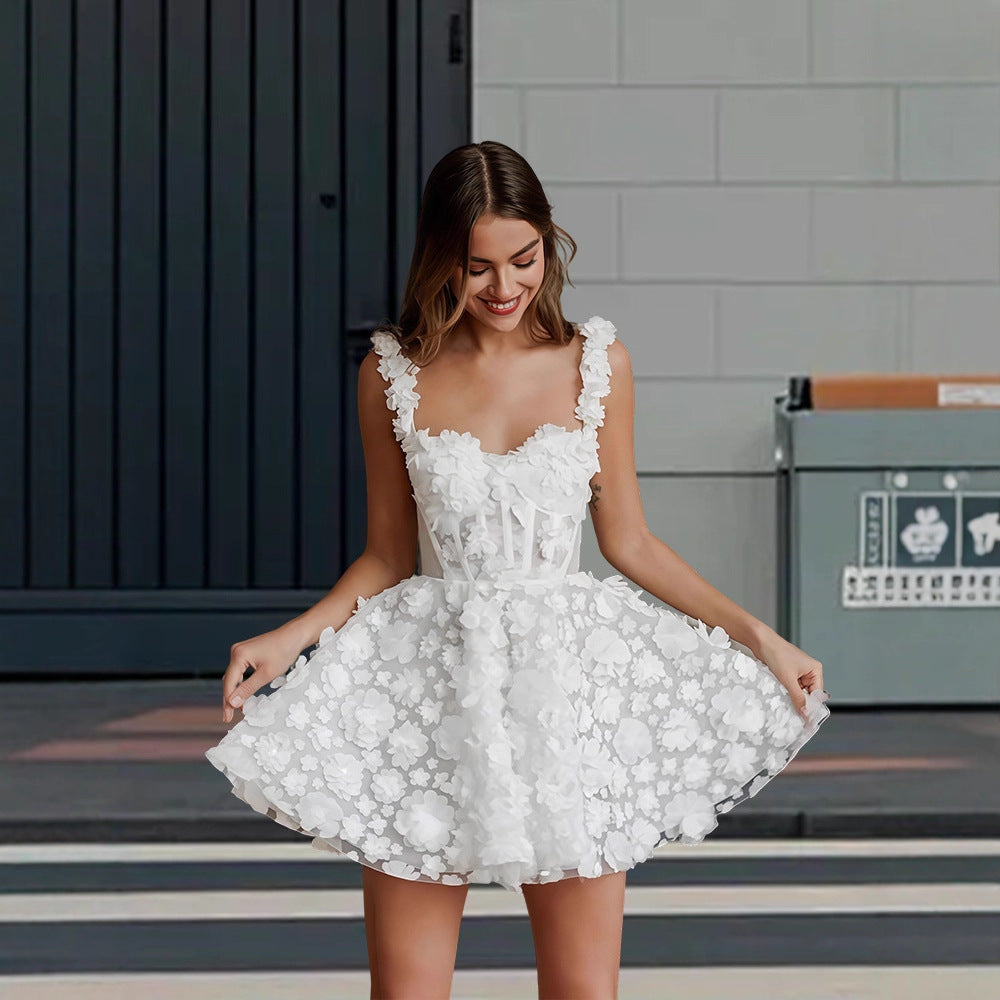 Damen Elegantes Maxikleid mit floralen Applikationen und transparenten Ärmeln R&B