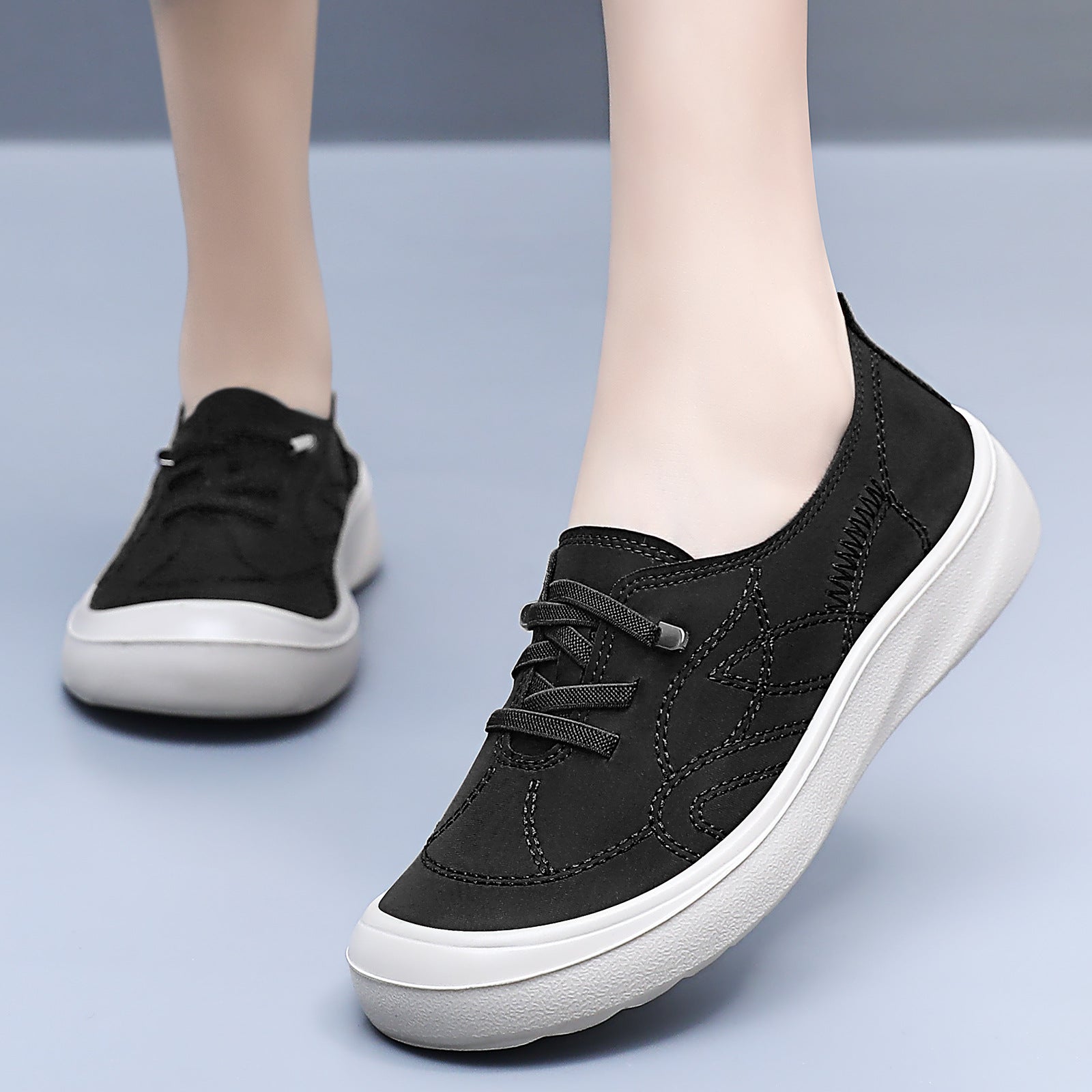 Damen Leichte und atmungsaktive Sneakers mit elastischen Schnürsenkeln R&B