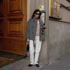Damen Wolljacke mit doppelter Knopfleiste und weitem Schnitt R&B