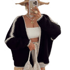 Damen lässiger Strickcardigan mit attraktiven Kontrastdetails