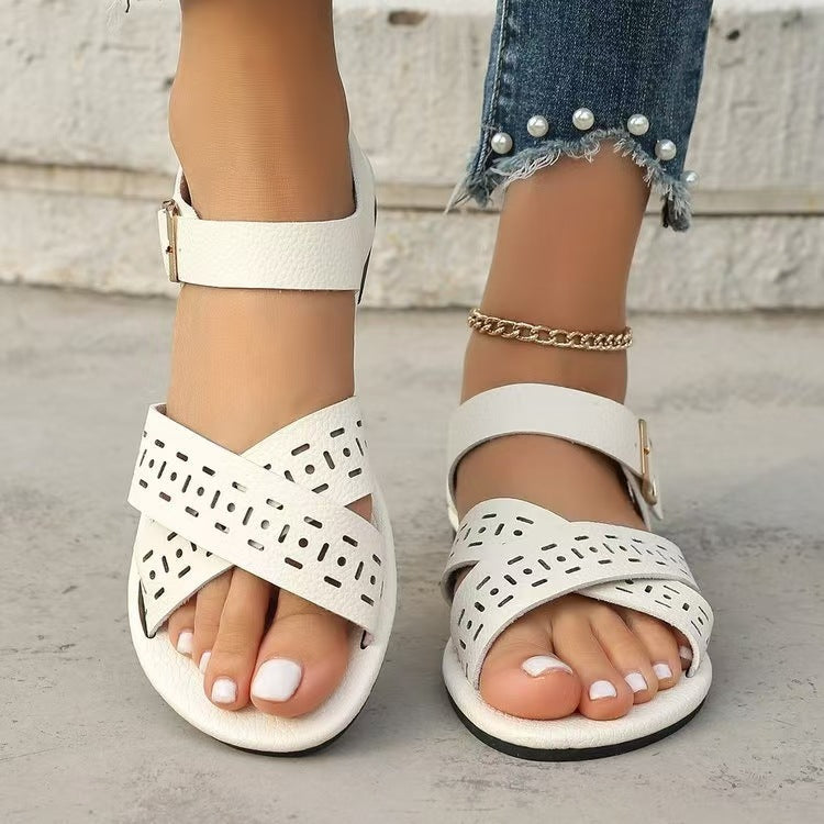 Damen Komfortable Riemensandalen mit modischem Lochmuster R&B