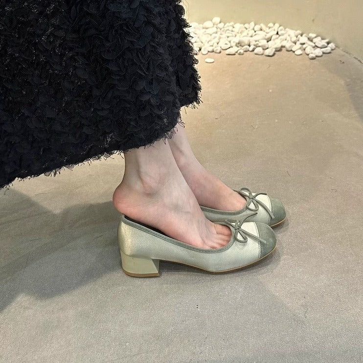 Damen Ballerinas mit glänzender Oberfläche und niedlichem Schleifen-Detail R&B