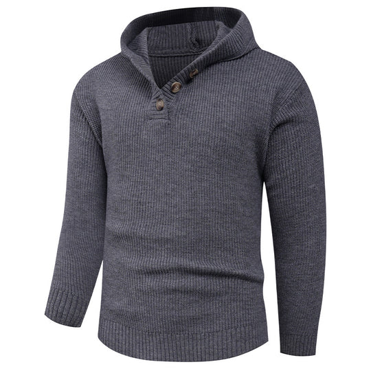 Herren Strickpullover mit hochabschließendem Kragen und Knopfdetails R&B