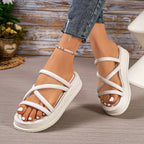 Damen Komfortable und modische Plateau-Sandalen mit gekreuzten Riemen R&B