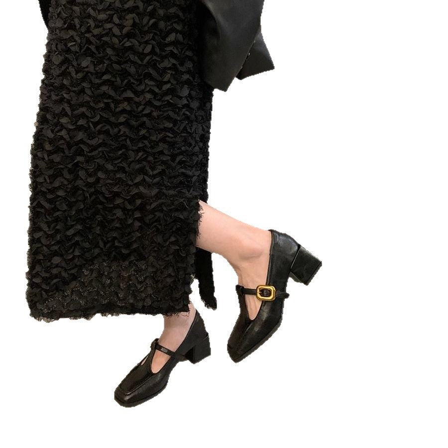 Damen elegante Mary Jane Pumps mit auffälliger Schnalle R&B