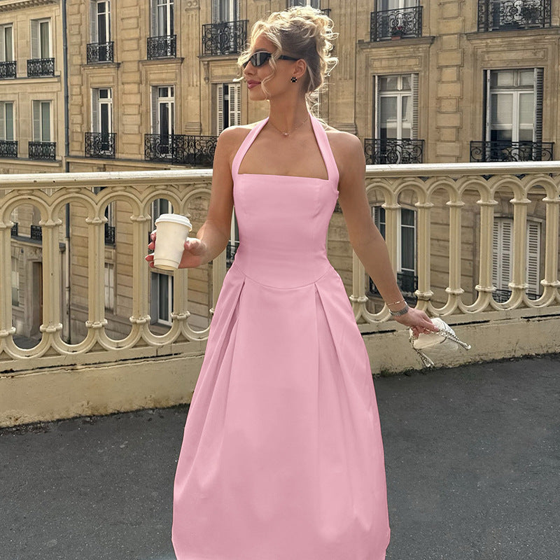 Damen Edles Maxikleid mit quadratischem Ausschnitt und schmalem Taillenband R&B