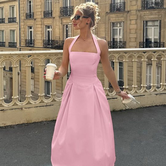 Damen Edles Maxikleid mit quadratischem Ausschnitt und schmalem Taillenband R&B