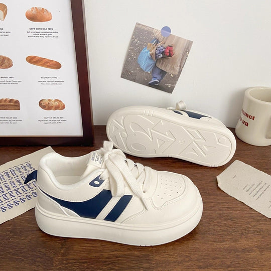 Damen modische Plateau-Sneaker mit stylischen Kontraststreifen R&B