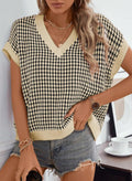 Damen lässiger V-Ausschnitt Pullover mit geometrischem Muster R&B