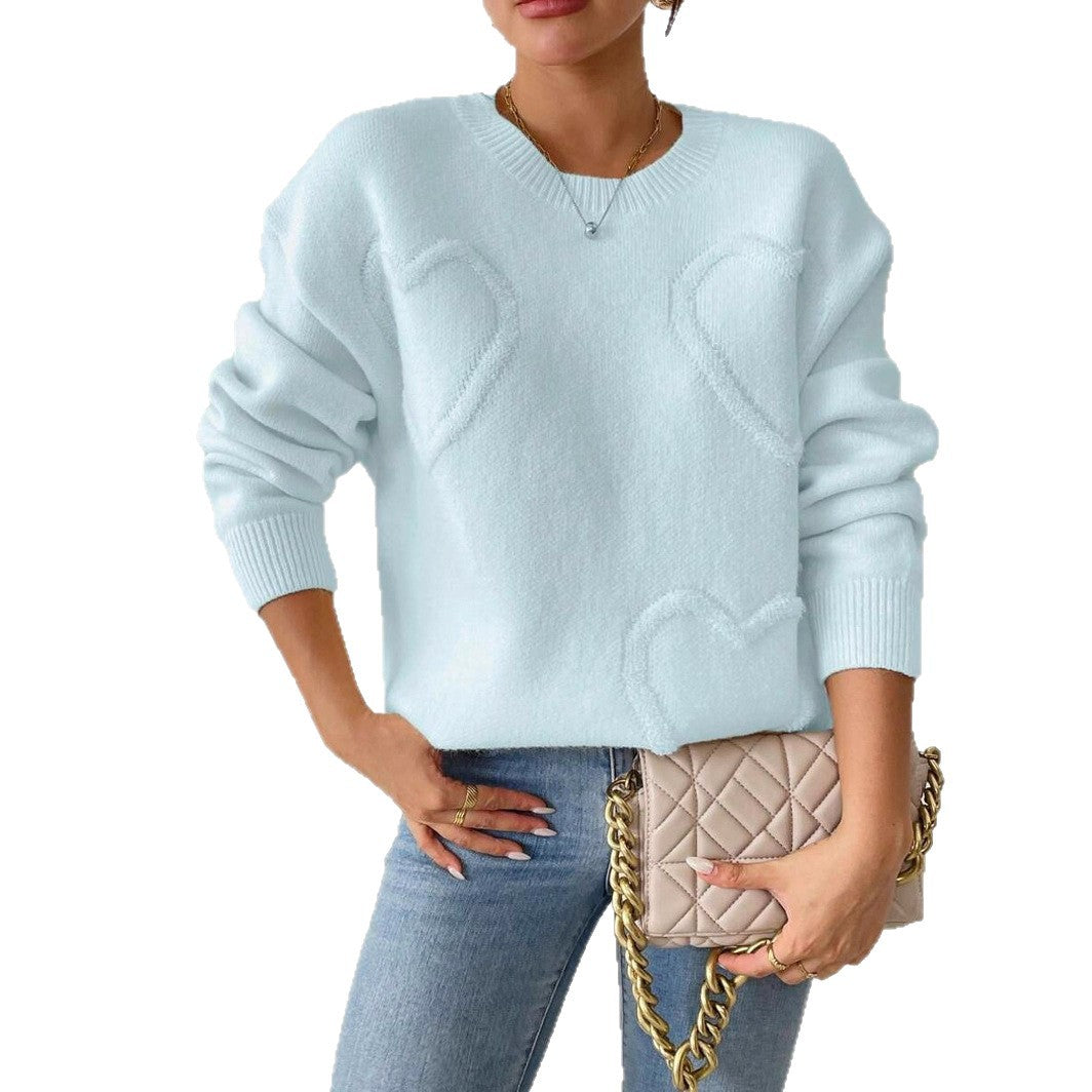 Damen Strickpullover mit Herzoptik und lässigem Schnitt R&B