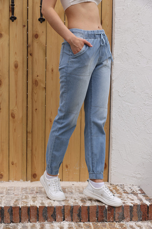 Damen lässige Cargo-Hose mit elastischem Bund und praktischen Taschen R&B