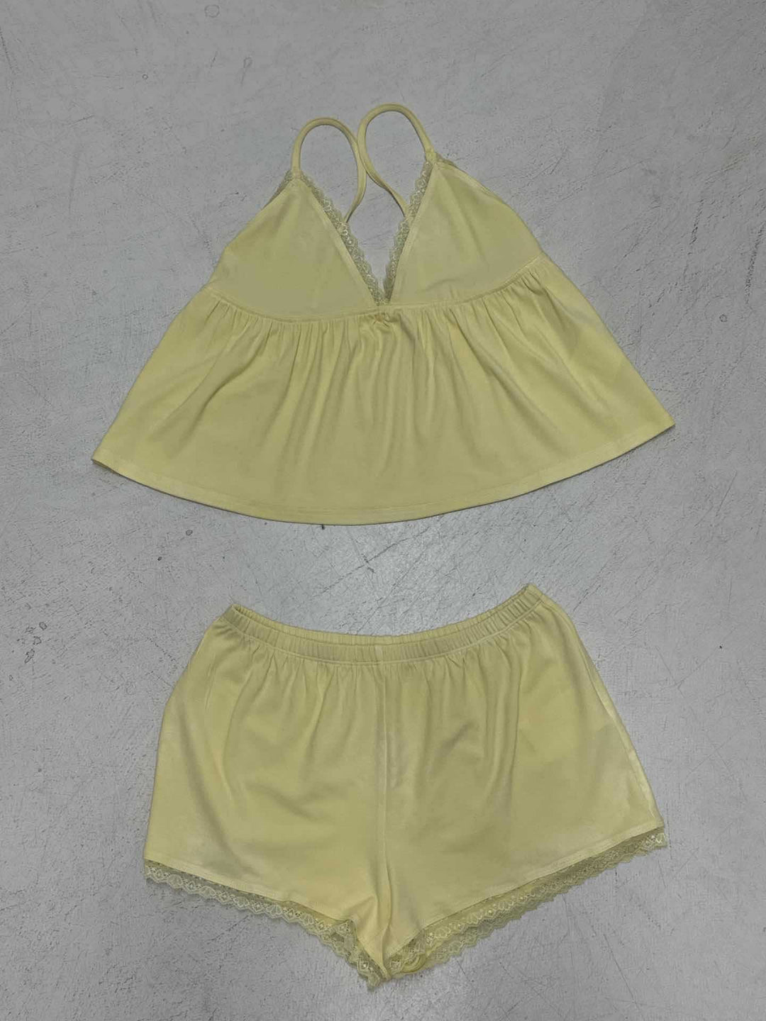 Damen komfortables Schlafanzug-Set mit Spaghetti-Trägern und Spitzenverzierung R&B