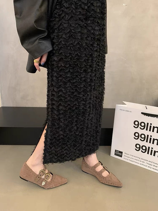Damen Ballerina-Schuhe mit dekorativen Riemchen und funkelndem Detail R&B