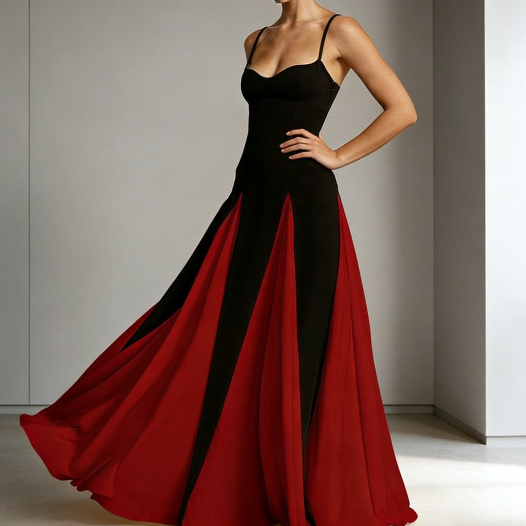 Damen Elegantes Abendkleid mit asymmetrischem Rock und zarten Trägern R&B