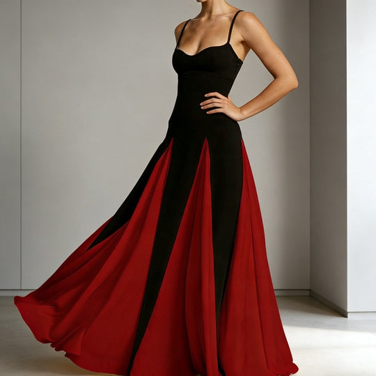 Damen Elegantes Abendkleid mit asymmetrischem Rock und zarten Trägern R&B