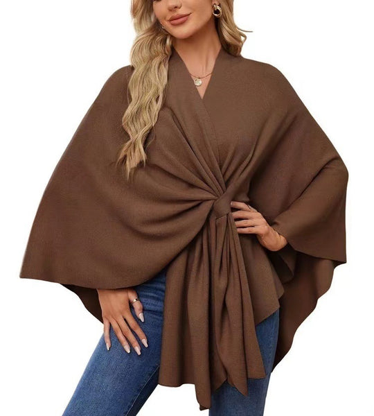 Damen Eleganter Wickelpullover mit asymmetrischem Schnitt R&B