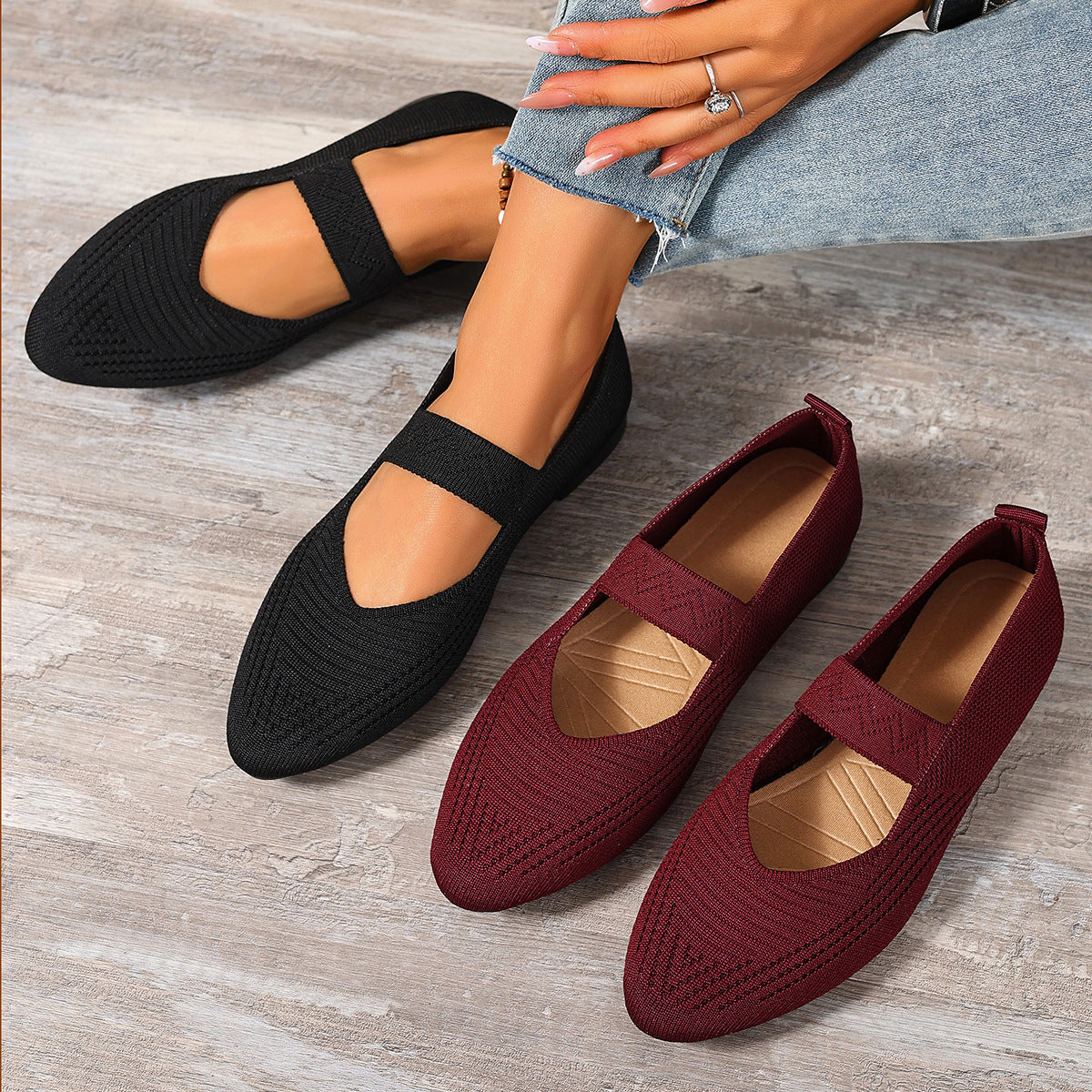 Damen Komfortable Ballerinas mit schickem Gummiband R&B