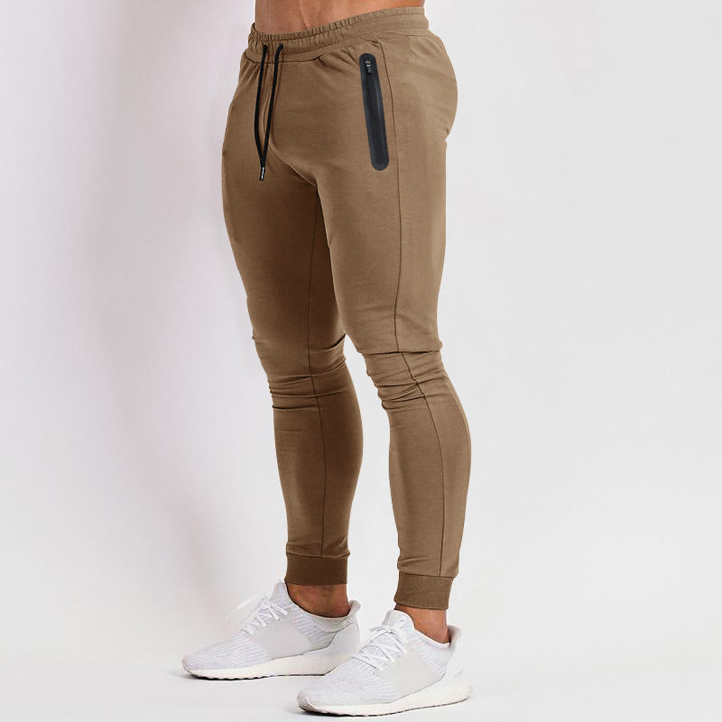 Herren nan schmal geschnittene Funktions-Jogginghose mit wasserdichter Reißverschlusstasche und elastischem Bund R&B