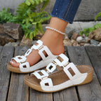 Damen Modische Sandalen mit dekorativen Rechteck-Applikationen und ergonomischem Fußbett R&B