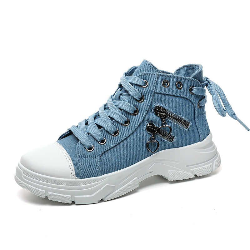 Damen modische High-Top Sneakers mit Reißverschluss und robustem Profil R&B