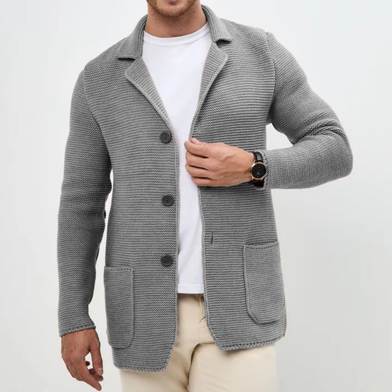 Herren Strickjacke mit warmem Schalkragen und praktischen Taschen R&B