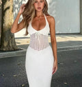 Damen Strick-Maxikleid mit raffinierten Lochmustern und eleganter Silhouette R&B