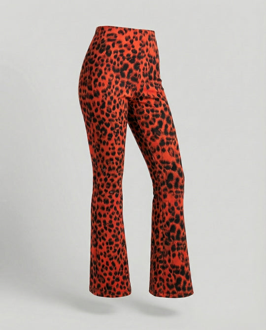Damen Flared Leggings mit trendigem Leopardenmuster R&B