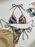 Damen Triangel-Bikini mit modischem Tiermuster R&B