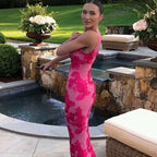Damen Elegantes Maxikleid mit floralen Applikationen R&B