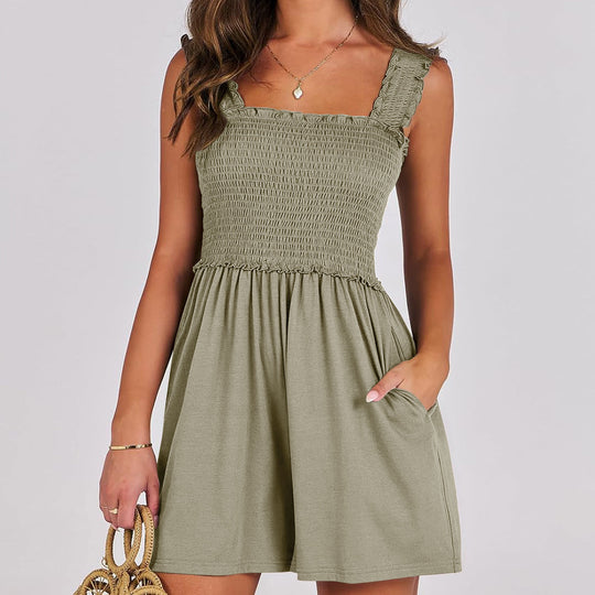 Damen verführerisches Sommerkleid mit Rüschendetails und praktischen Taschen R&B