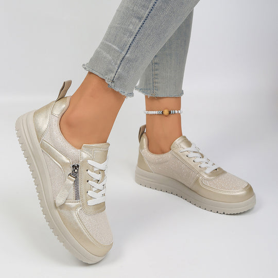 Damen Komfortable Sneaker mit modischem Reißverschluss und atmungsaktivem Innenfutter R&B