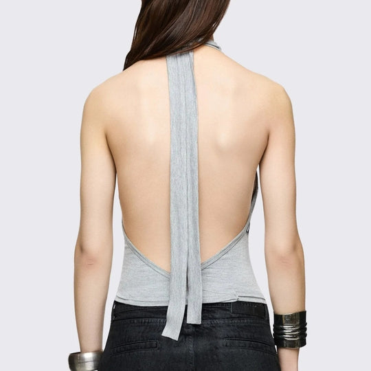 Damen Figurumspielendes Choker-Top mit raffinierten Ösen R&B