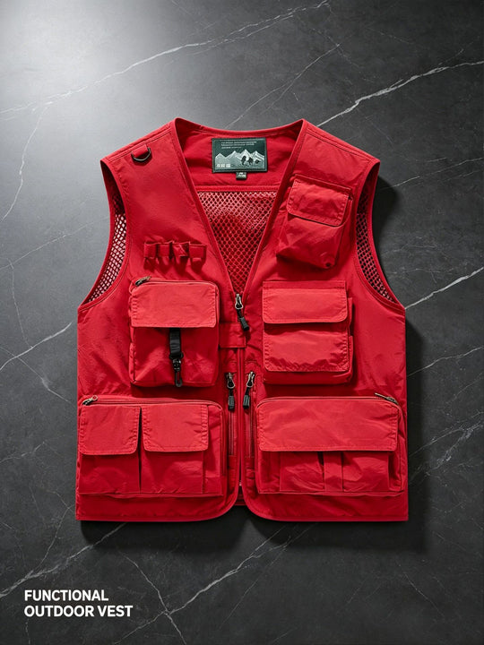 Unisex nan multifunktionale Outdoorweste mit zahlreichen Taschen und Netzfutter R&B