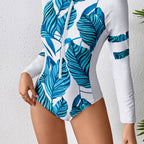 Damen Surfanzug mit floralem Design und sportlichem Reißverschluss R&B