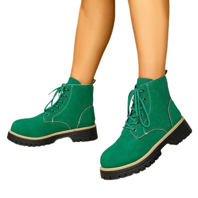 Damen nan Schnür-Stiefelette in Veloursoptik mit warmem Innenfutter, gepolstertem Schaft und robuster Profilsohle R&B