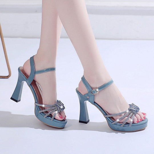 Damen glamouröse High Heels Sandalen mit Strass-Detail R&B