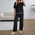 Damen Lässiges Zweiteiliges Set mit Weitem Schnitt und Goldakzenten R&B