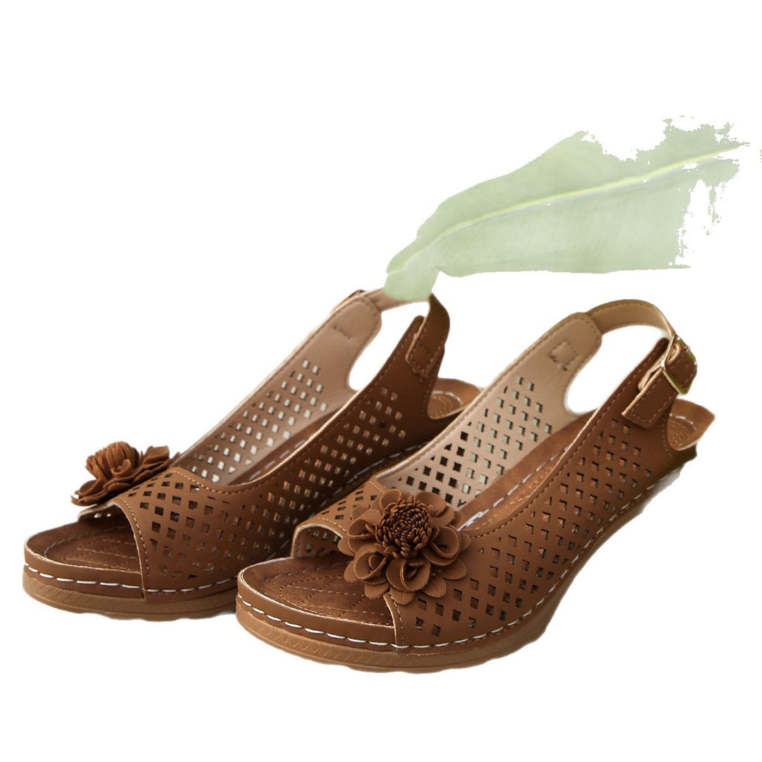 Damen Slingback-Pantoletten mit floralen Details R&B