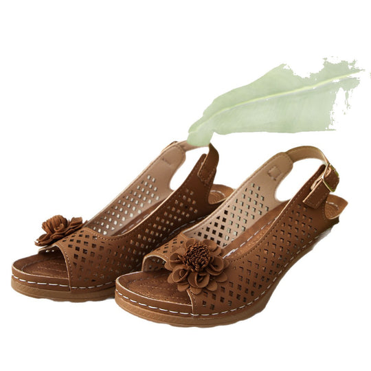 Damen Slingback-Pantoletten mit floralen Details R&B