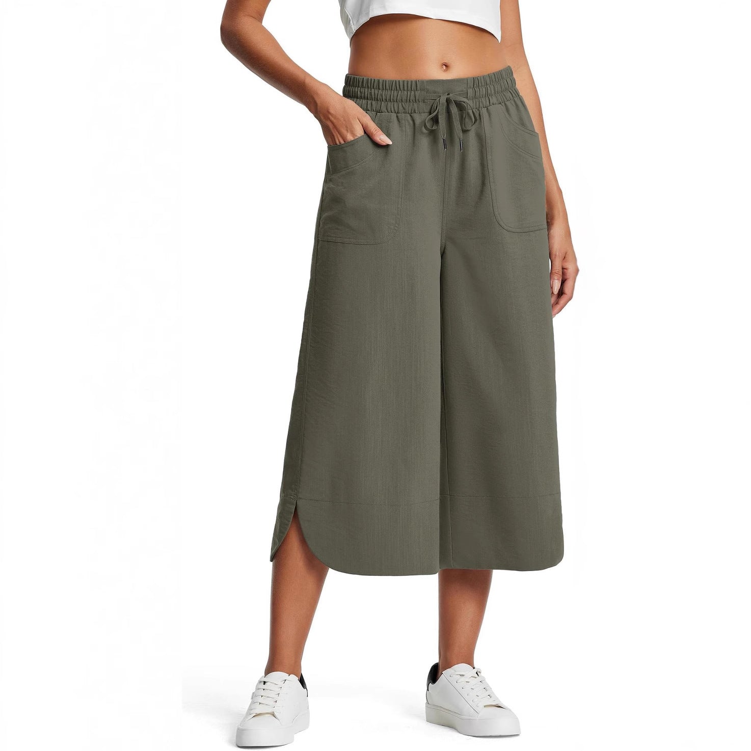 Damen bequeme Culotte mit elastischem Bund und praktischen Taschen R&B