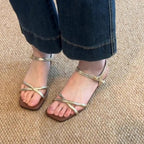 Damen elegante Strandsandalen mit verstellbaren Riemen und komfortablem Fußbett R&B