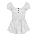 Damen Verspieltes Polka Dots Oberteil mit Rüschen und Knopfleiste R&B