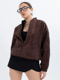 Damen Modische Kunstlederjacke im lässigen Schnitt mit Reißverschluss R&B