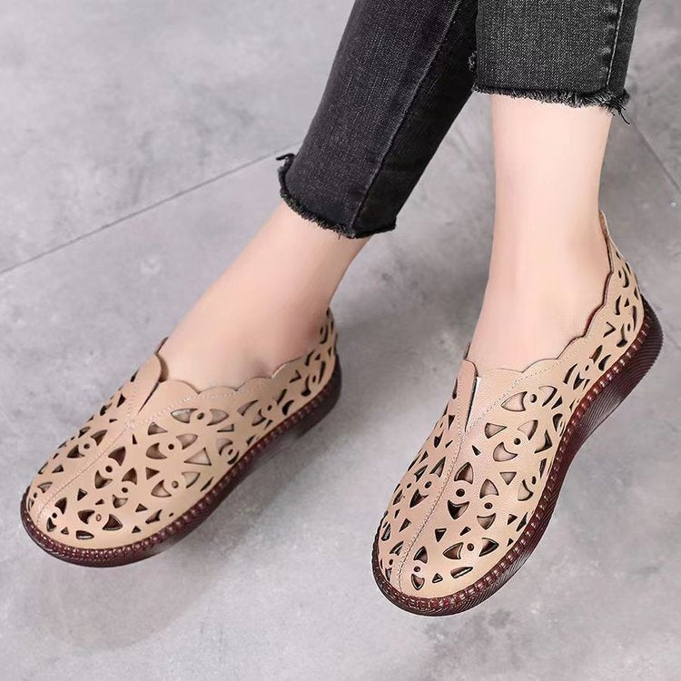 Damen luftige Mokassins mit elegantem Cut-Out-Design und rutschfester Sohle R&B