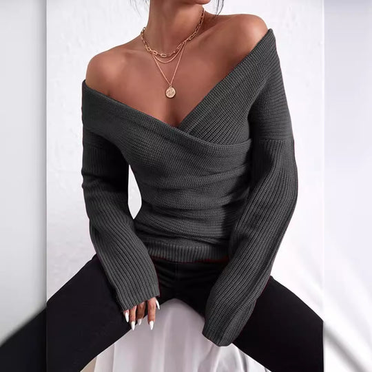Damen lässiger Wickelpullover R&B