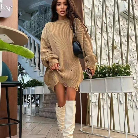 Damen Oversized Strickkleid R&B